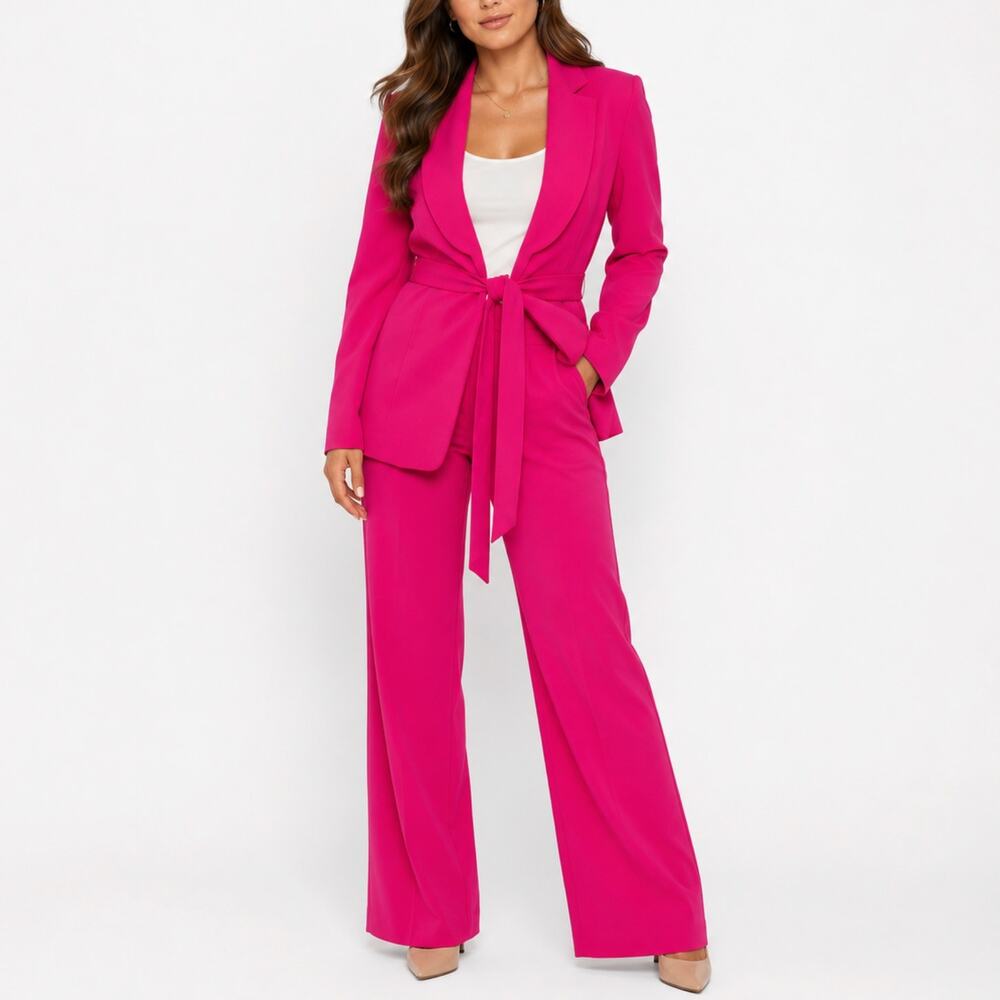 Forever 21 Hot Pink Suit Blazer & High Rise Flare Dress Pants Pantsuit Small NWT